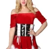 Costumescenter Womens Sexy Adult Off Shoulder Corset Christmas Santa Costume Red
