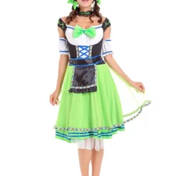 Costumescenter Halloween Oktoberfest Maid Costume Carnival Festival Beer Girl Green