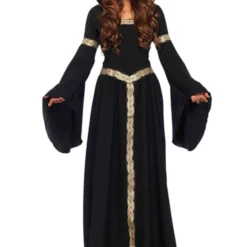 Costumescenter Womens Vintage Hooded Halloween Witch Costume Black