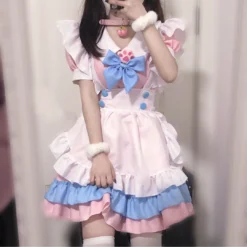 Costumescenter Lolita Cat Paw Pink Maid Dress Cosplay Outfit