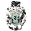 Costumescenter Womens Halloween Far Out Alien Printed Draw String Hoodie Blue Halloween Tops