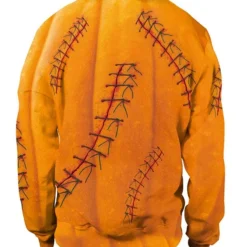 Costumescenter Angry Pumpkin Oversized Halloween Pullover Sweatshirt Orange Halloween Tops