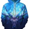 Costumescenter Christmas Tops Long Sleeve Drawstring Neck Elk Print Hoodie Navy Blue