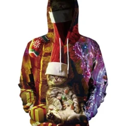 Costumescenter Couple Ugly Christmas Kitten Oversized Hoodie