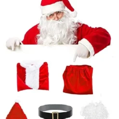 Costumescenter Christmas Santa Claus Costume High-quality Santa Suit 5pcs Set