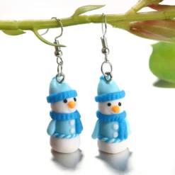 Costumescenter Cute Fashion Handmade Christmas Snowman Dangle Earrings Blue ACCESSORIES