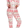 Costumescenter Hooded Zip Up Fair Isle Christmas Jumpsuit White