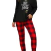 Costumescenter Letter Print Christmas Pajama For Women Black