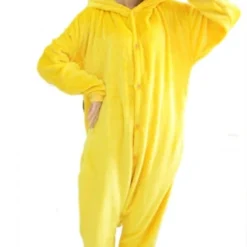 Costumescenter Yellow Cute Womens Pajamas Flannel Pikachu Halloween Jumpsuit Costume