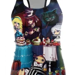 Costumescenter Alice In Wonderland Tea Party Anime Printed Halloween Tank Top Blue Alice In Wonderland Costumes