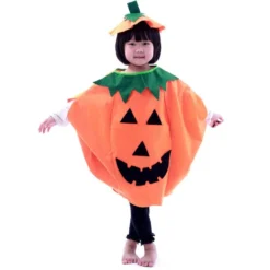 Costumescenter KIDS Adult Kid Pumpkin Halloween Costume Bag Hat Set