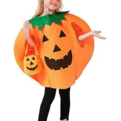 Costumescenter KIDS Adult Kid Pumpkin Halloween Costume Bag Hat Set