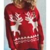 Costumescenter Women's Crew Neck Knitted Christmas Sweater For Winter Christmas Tops