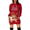 Costumescenter Womens Merry Christmas Dresses Casual Hoodies Sweatshirts Dress With Pockets
